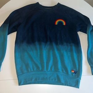 Aviator Nation Blue Ombré Sweatshirt with Rainbow Patch
